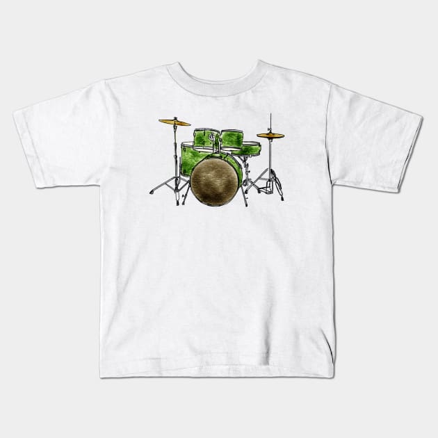 Drum Set Kids T-Shirt by maccm